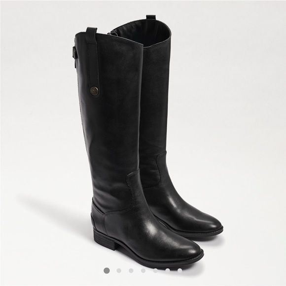 Sam Edelman Riding Boots Leather Penny Black - Picture 1 of 8